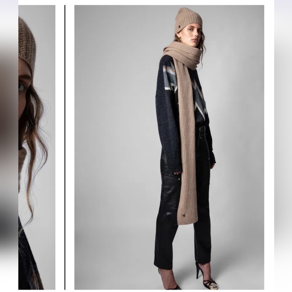 Zadig & Voltaire Jared 100% Cashmere Scarf / Wrap Soft Luxurious Camel Color - Picture 2 of 13